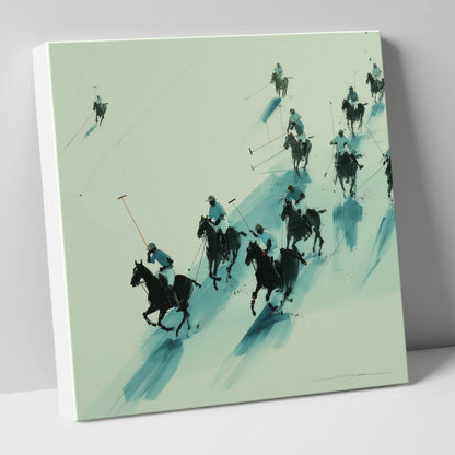 The Downfield Charge polo horse canvas wall art