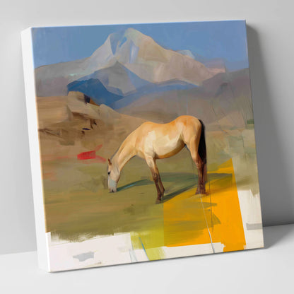 Golden Mountain Pasture horse landscape canvas wall art