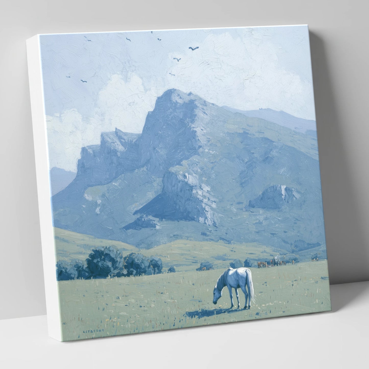 Solitude Beneath the Peak horse landscape canvas wall art