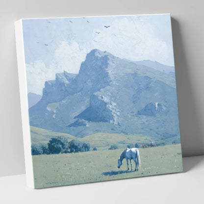 Solitude Beneath the Peak horse landscape canvas wall art