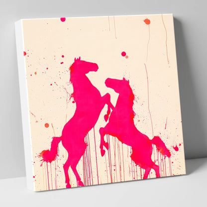 Magenta Equine Dance wild horses canvas wall art