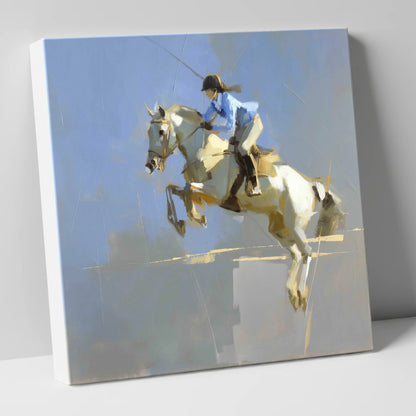 Soaring in Slate show jumping horse canvas wall art