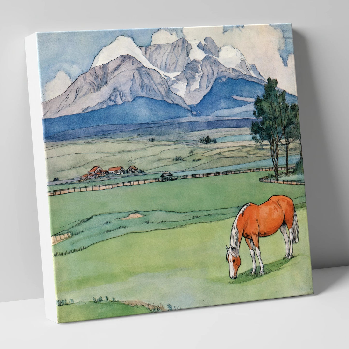 Alpine Pastures horse landscape canvas wall art