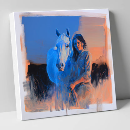 The Silent Connection horse & rider canvas wall art