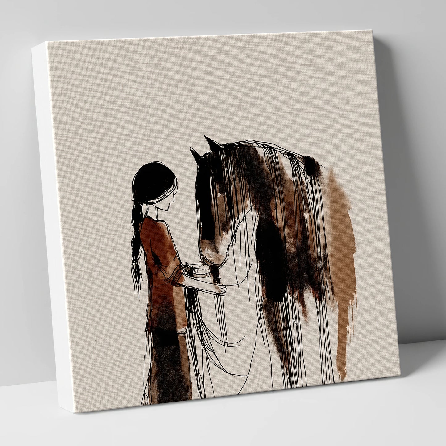 A Quiet Understanding horse & rider canvas wall art