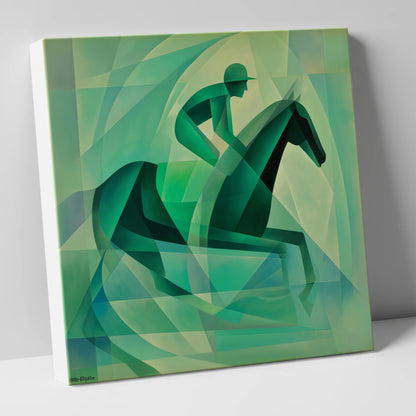 Verdant Stride racing horse canvas wall art