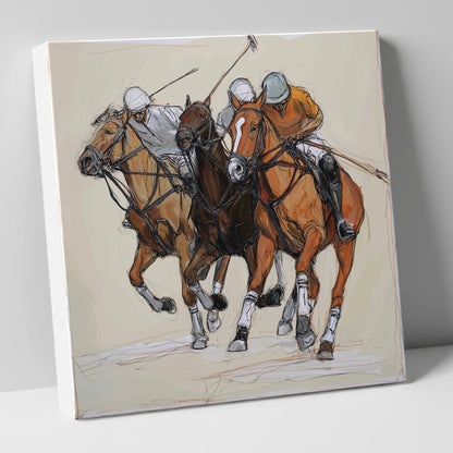 The Midfield Charge polo horse canvas wall art