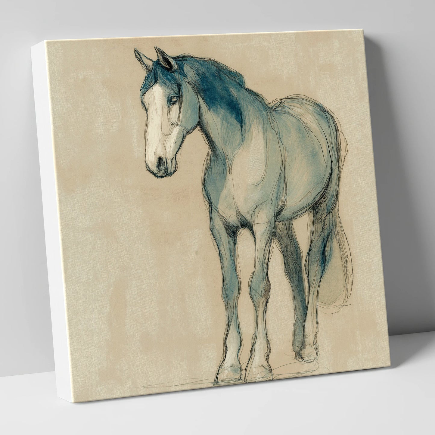 Azure Equine Sketch horse portrait canvas wall art