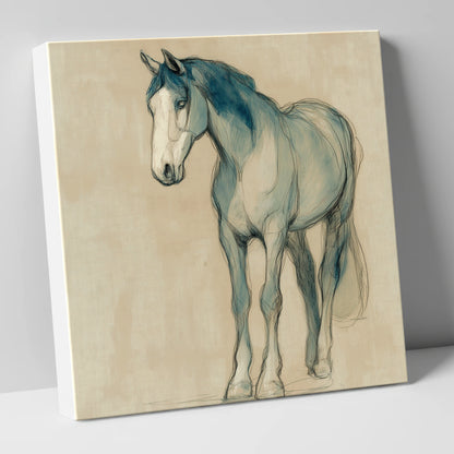 Azure Equine Sketch horse portrait canvas wall art