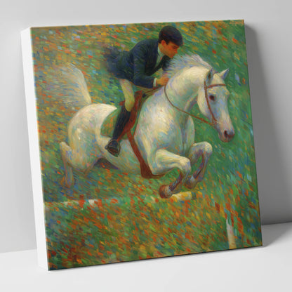 Luminous Jumping Grey show jumping horse canvas wall art