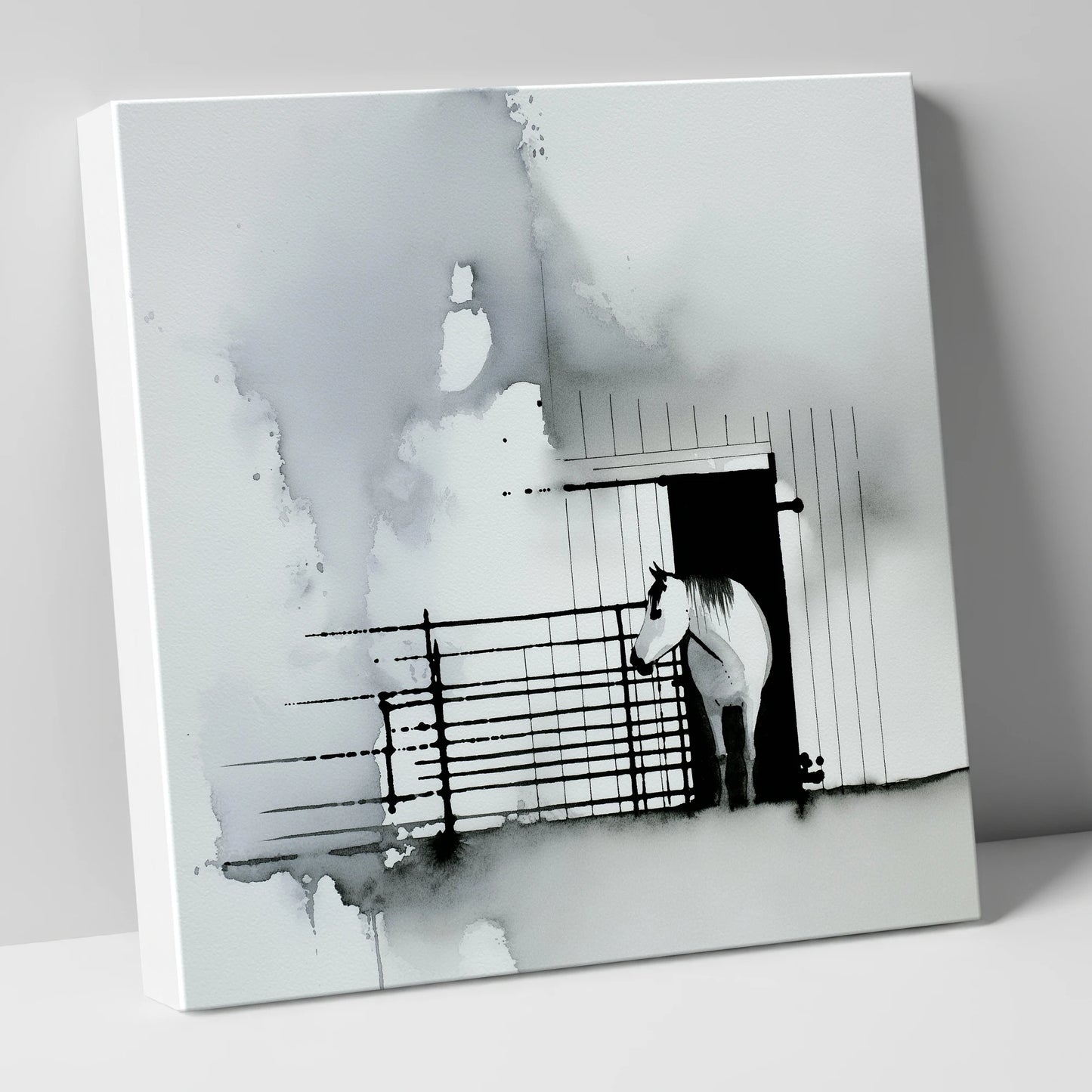Dawn at the Stable horse stable canvas wall art