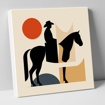 Abstract Western Silhouette western horse canvas wall art