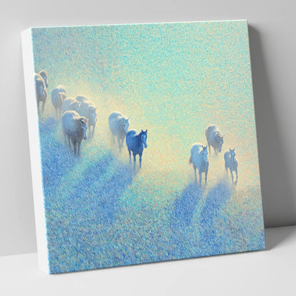 Ethereal Morning Herd wild horses canvas wall art
