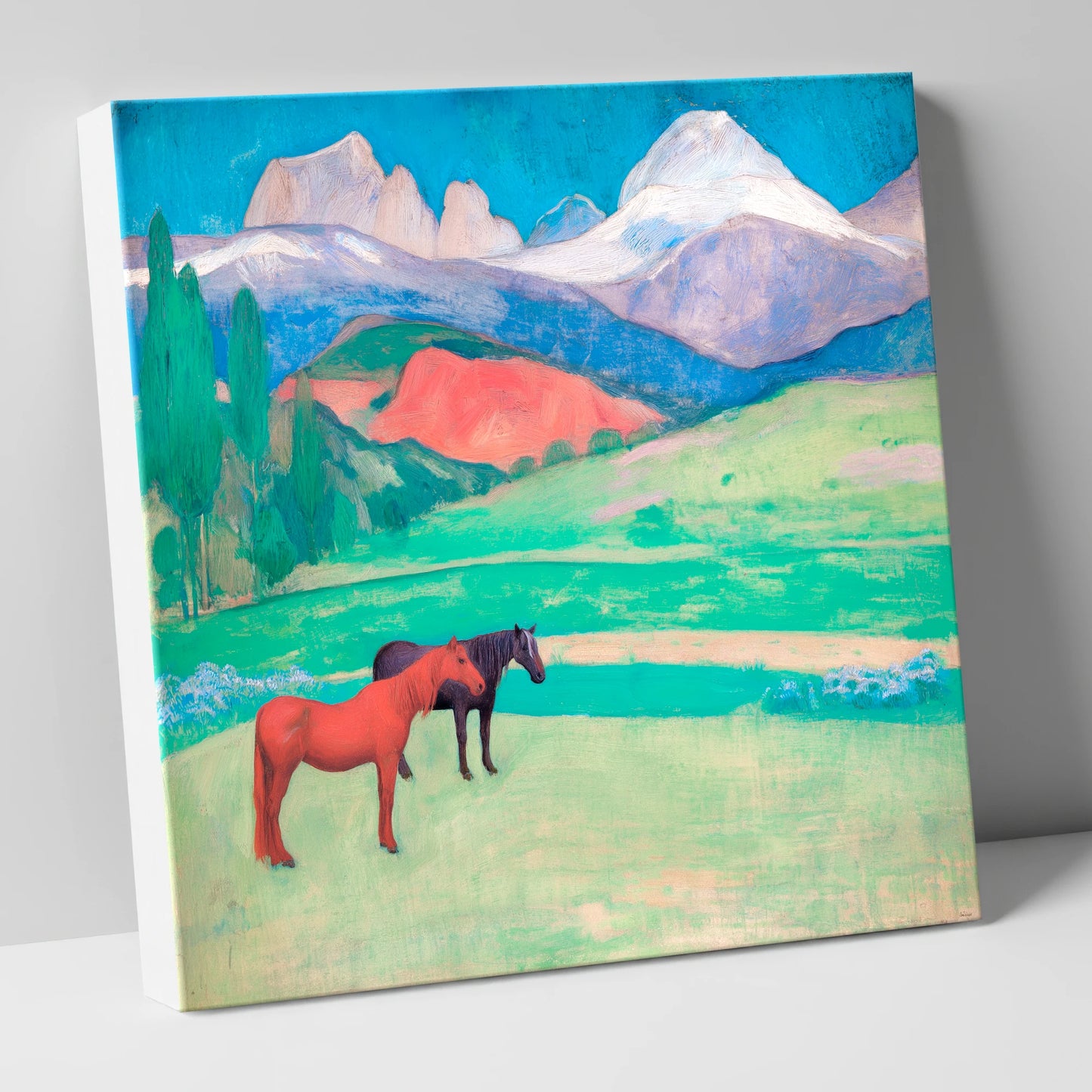 Crimson Mountain Companions horse landscape canvas wall art