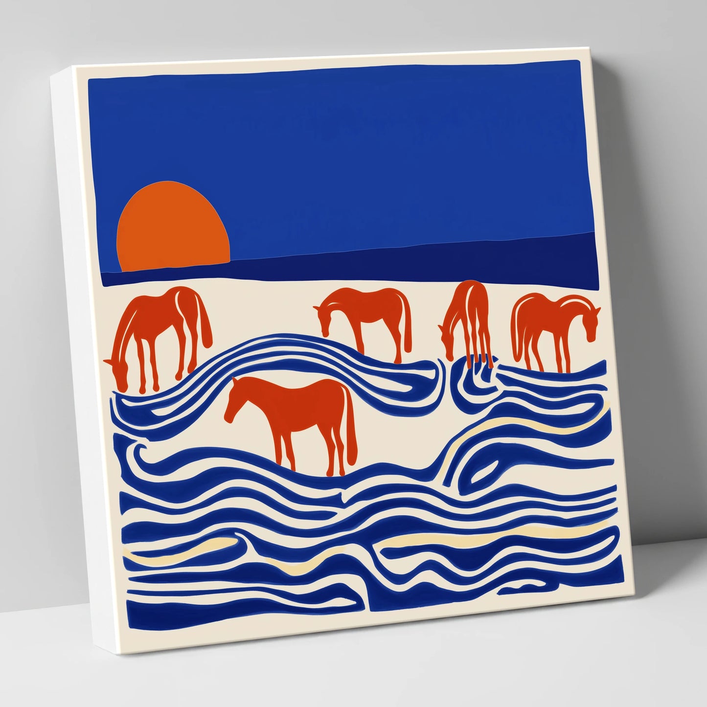 Cobalt Sunset Herd wild horses canvas wall art