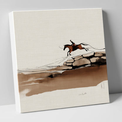 Flight Over Stone show jumping horse canvas wall art