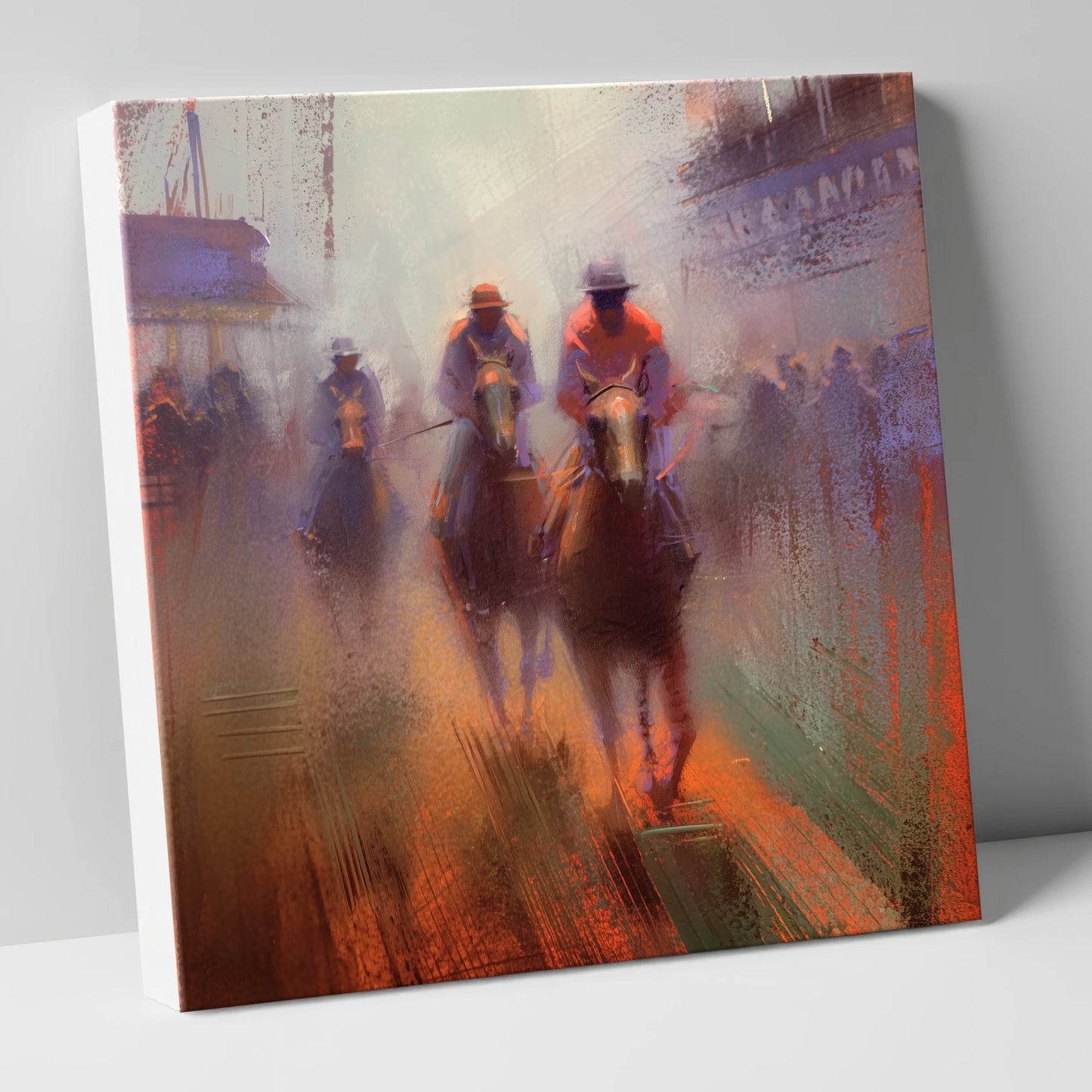 Out of the Haze racing horse canvas wall art