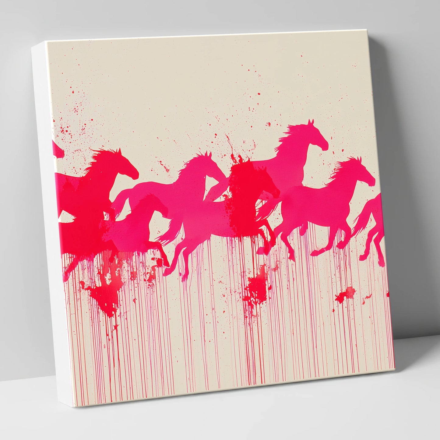 Vivid Magenta Herd wild horses canvas wall art