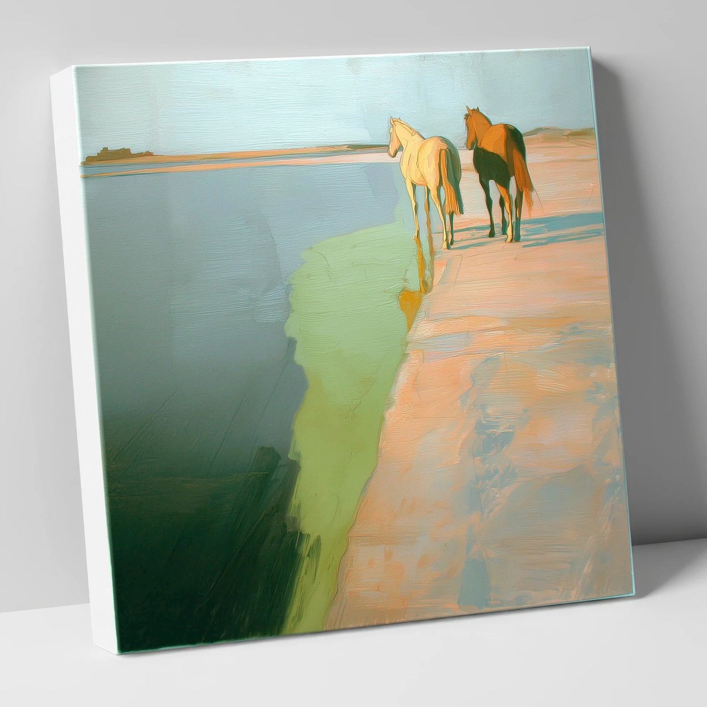 Shoreline Companions horse landscape canvas wall art