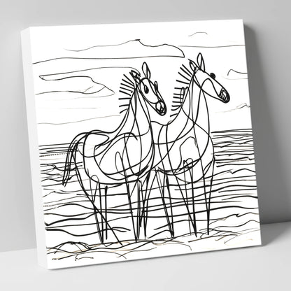 Linear Equine Companions horse landscape canvas wall art