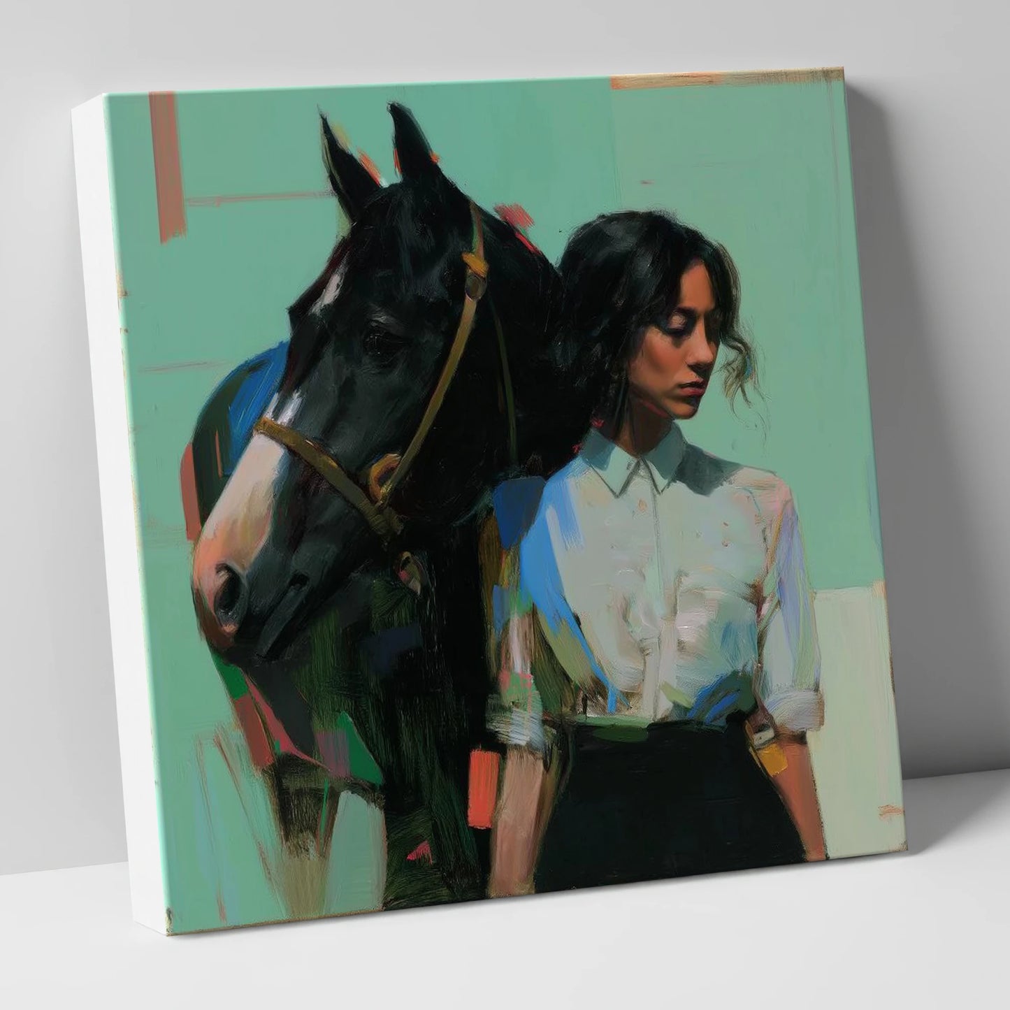 The Shared Silence horse & rider canvas wall art