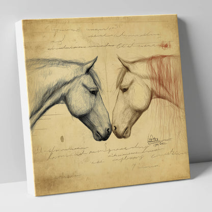 Vintage Equine Encounter horse portrait canvas wall art