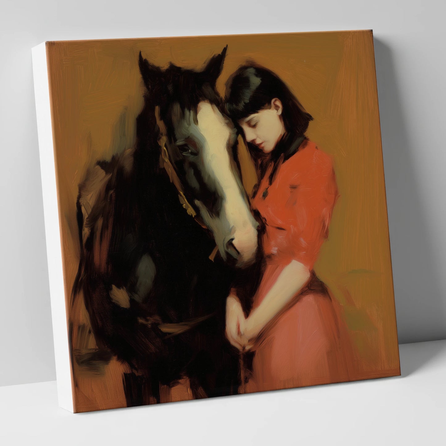 The Quiet Connection horse & rider canvas wall art