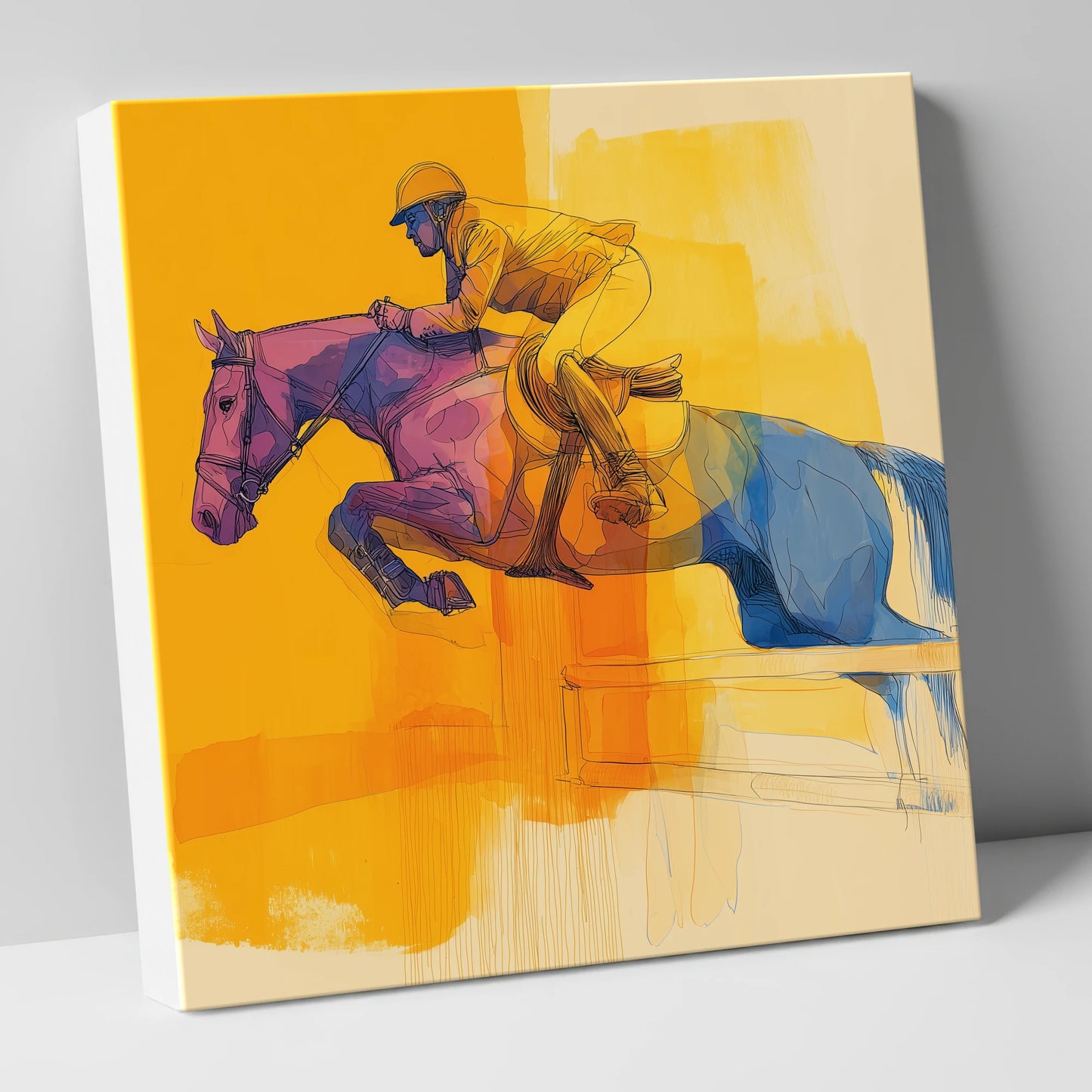 The Colour of Flight show jumping horse canvas wall art