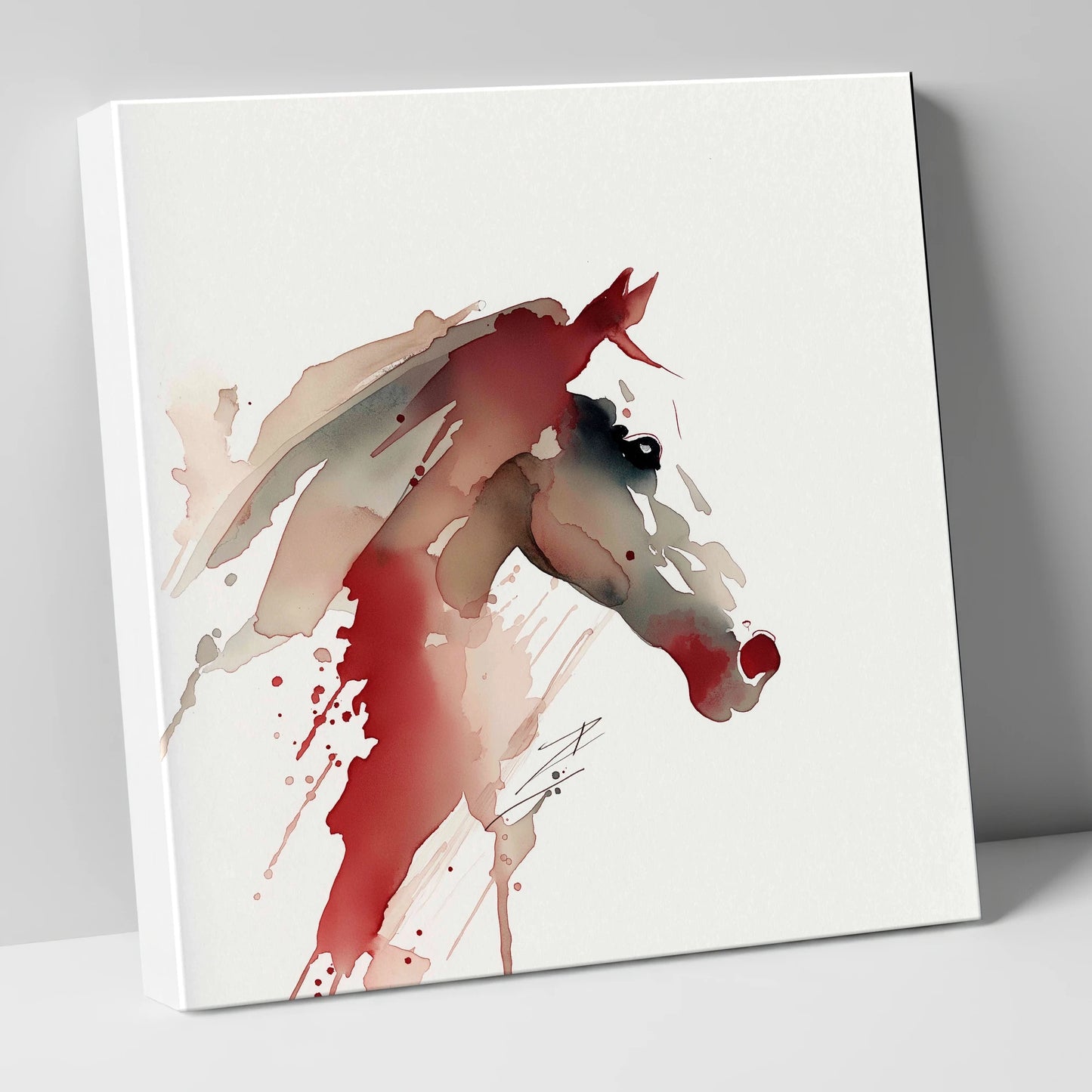 Crimson Momentum racing horse canvas wall art