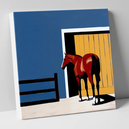 Chestnut at the Door horse stable canvas wall art