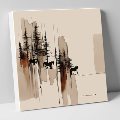Wandering Through Pines horse landscape canvas wall art