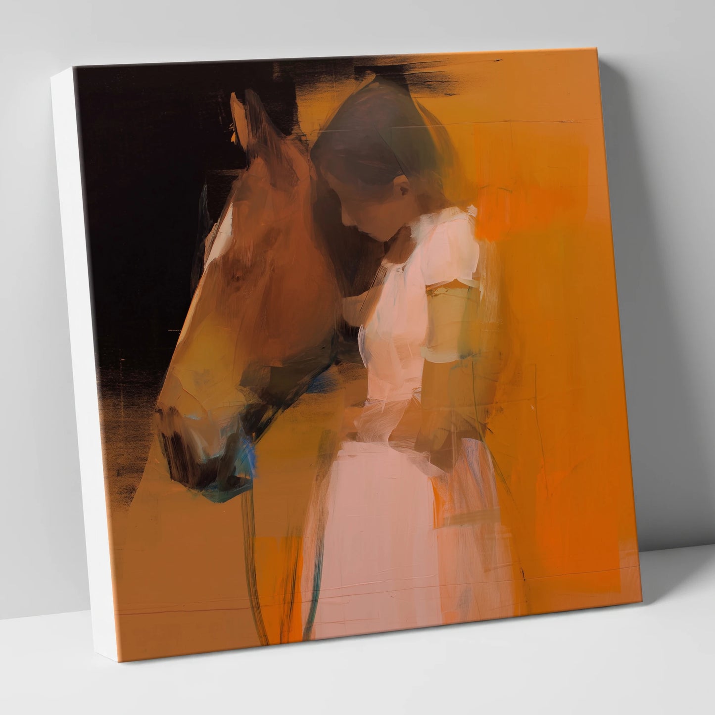 A Quiet Connection horse & rider canvas wall art