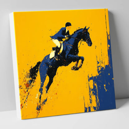 Airborne Over Gold show jumping horse canvas wall art