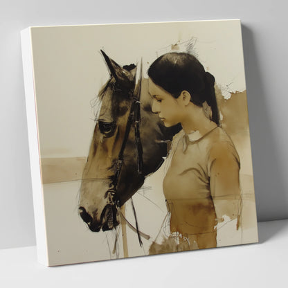 Unspoken Harmony horse & rider canvas wall art