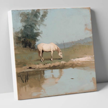 Pastoral Reflection horse landscape canvas wall art