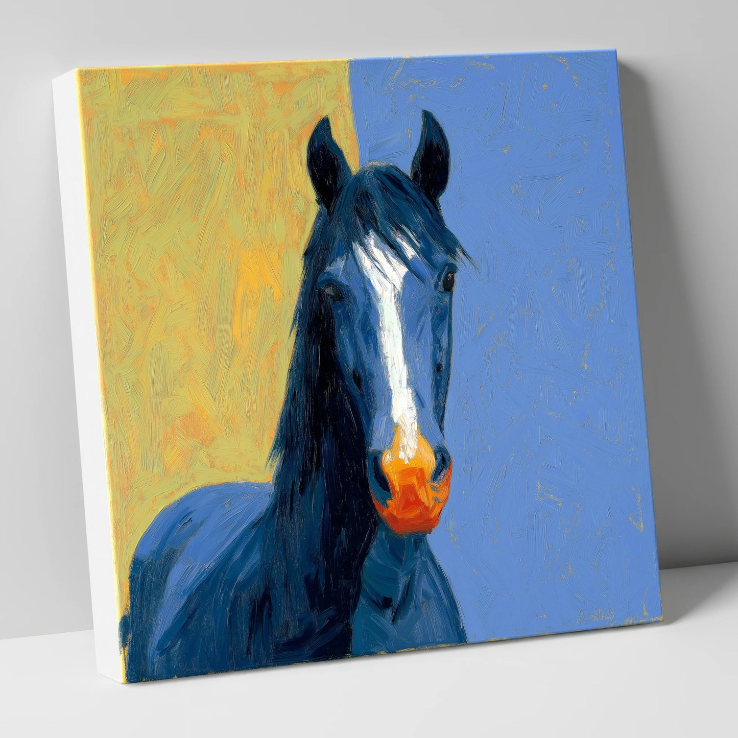 The Azure Blaze horse breed canvas wall art