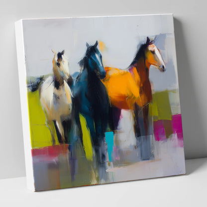 Vivid Equine Companions wild horses canvas wall art