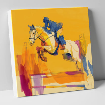 Flight In Gold show jumping horse canvas wall art
