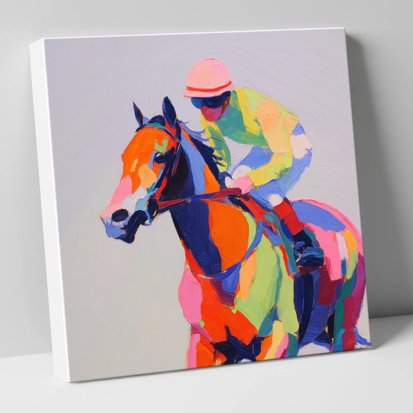 Technicolour Gallop racing horse canvas wall art