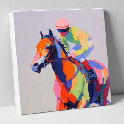 Technicolour Gallop racing horse canvas wall art