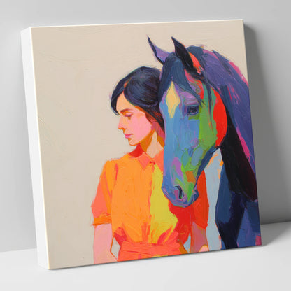 Vivid Companion horse & rider canvas wall art