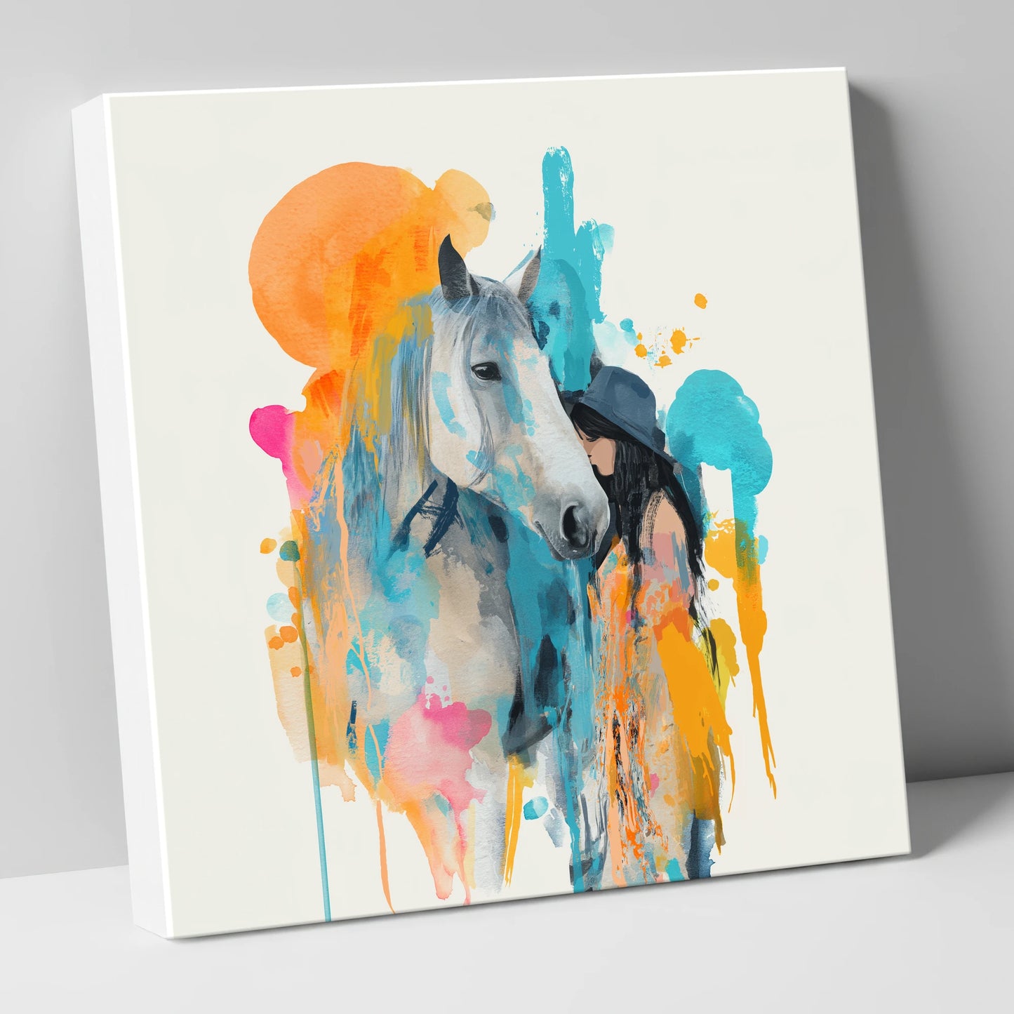 Vibrant Connection horse & rider canvas wall art
