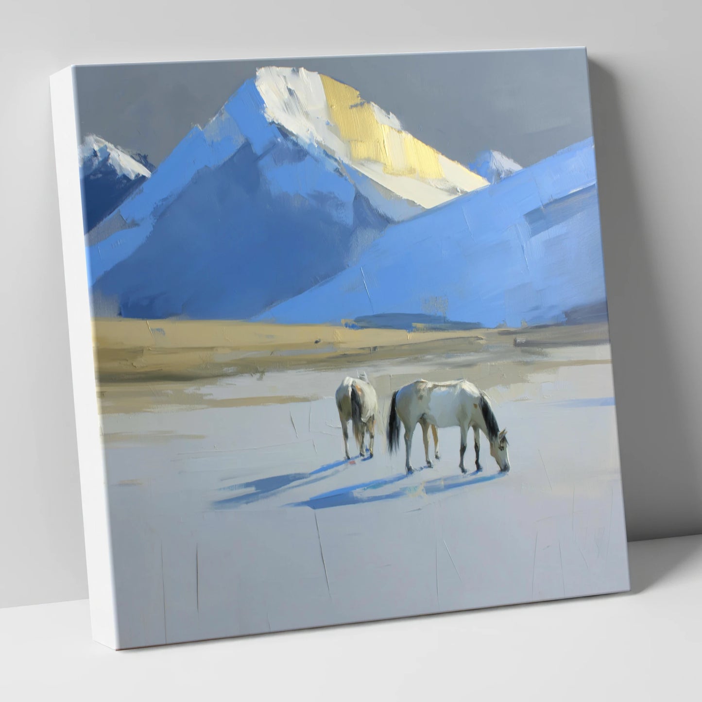 Golden Peak Grazing horse landscape canvas wall art