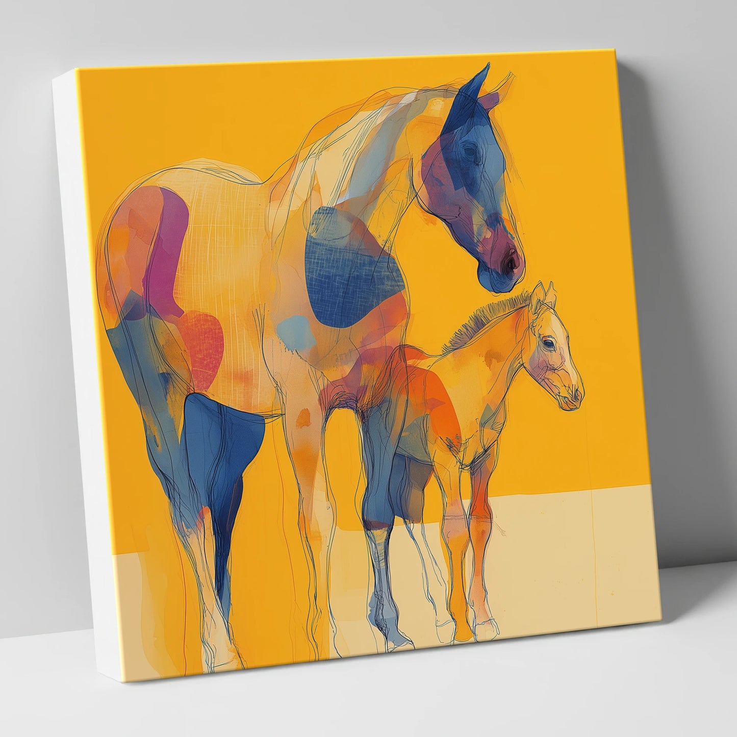 Golden Horizon Connections mare & foal canvas wall art