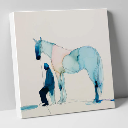 Fluid Companionship horse & rider canvas wall art