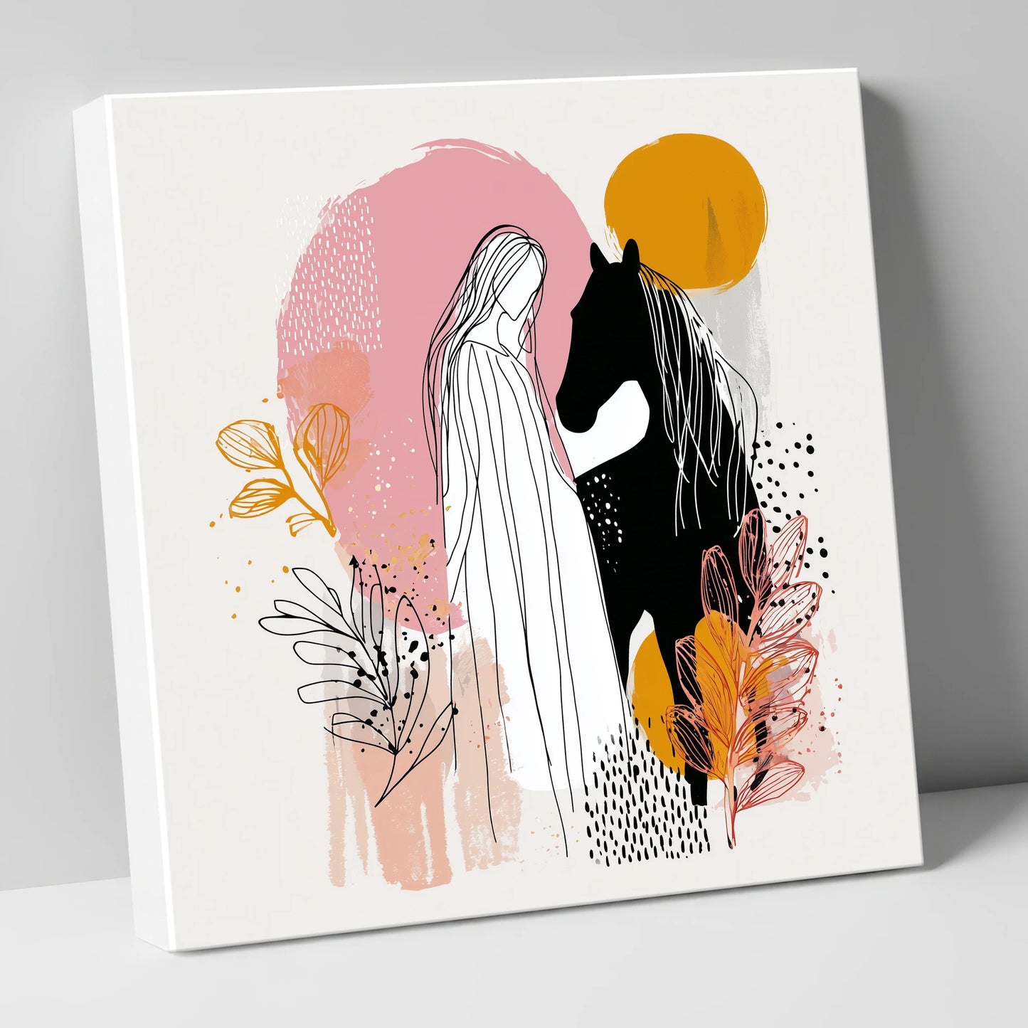 Abstract Equine Harmony horse & rider canvas wall art