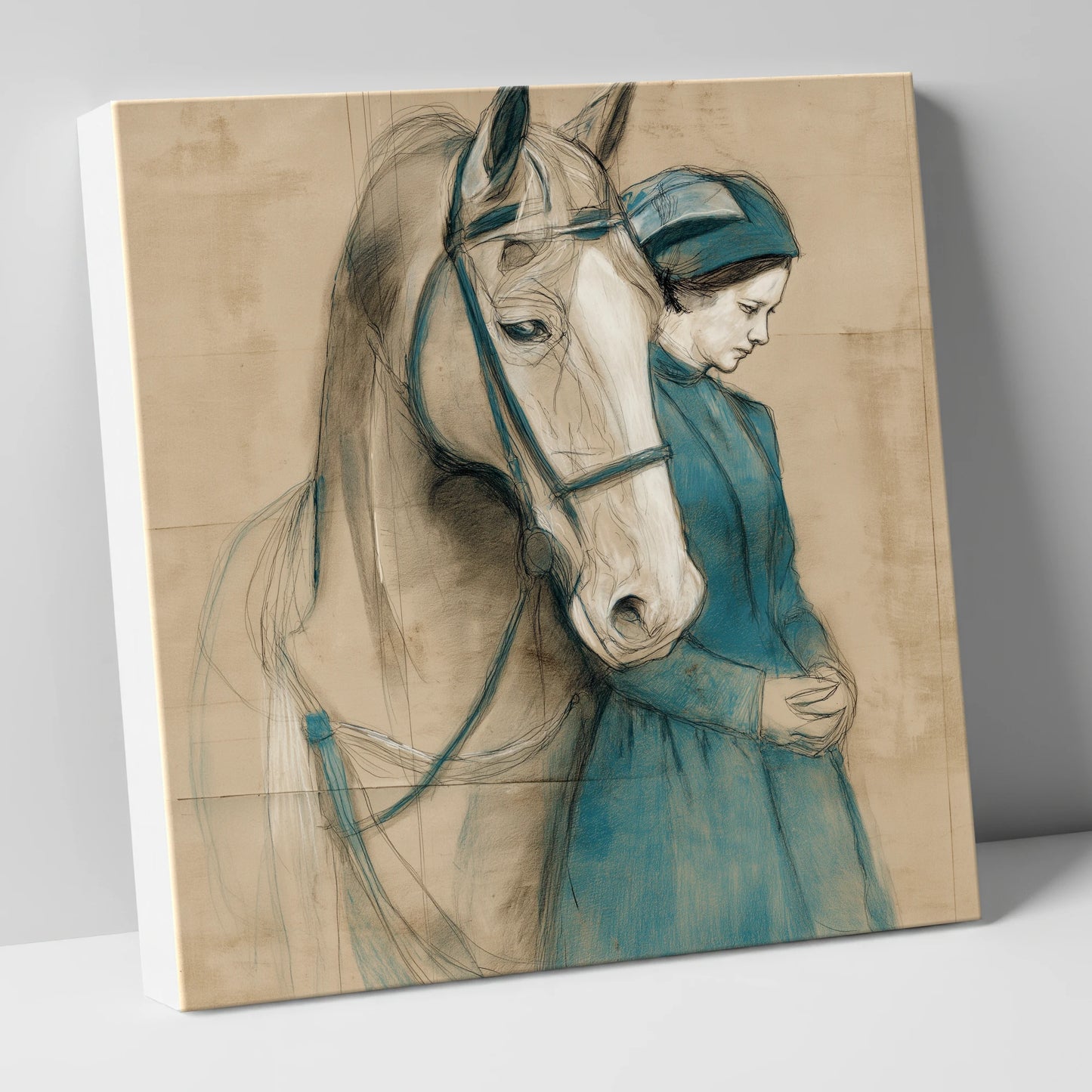 Silent Bond horse & rider canvas wall art