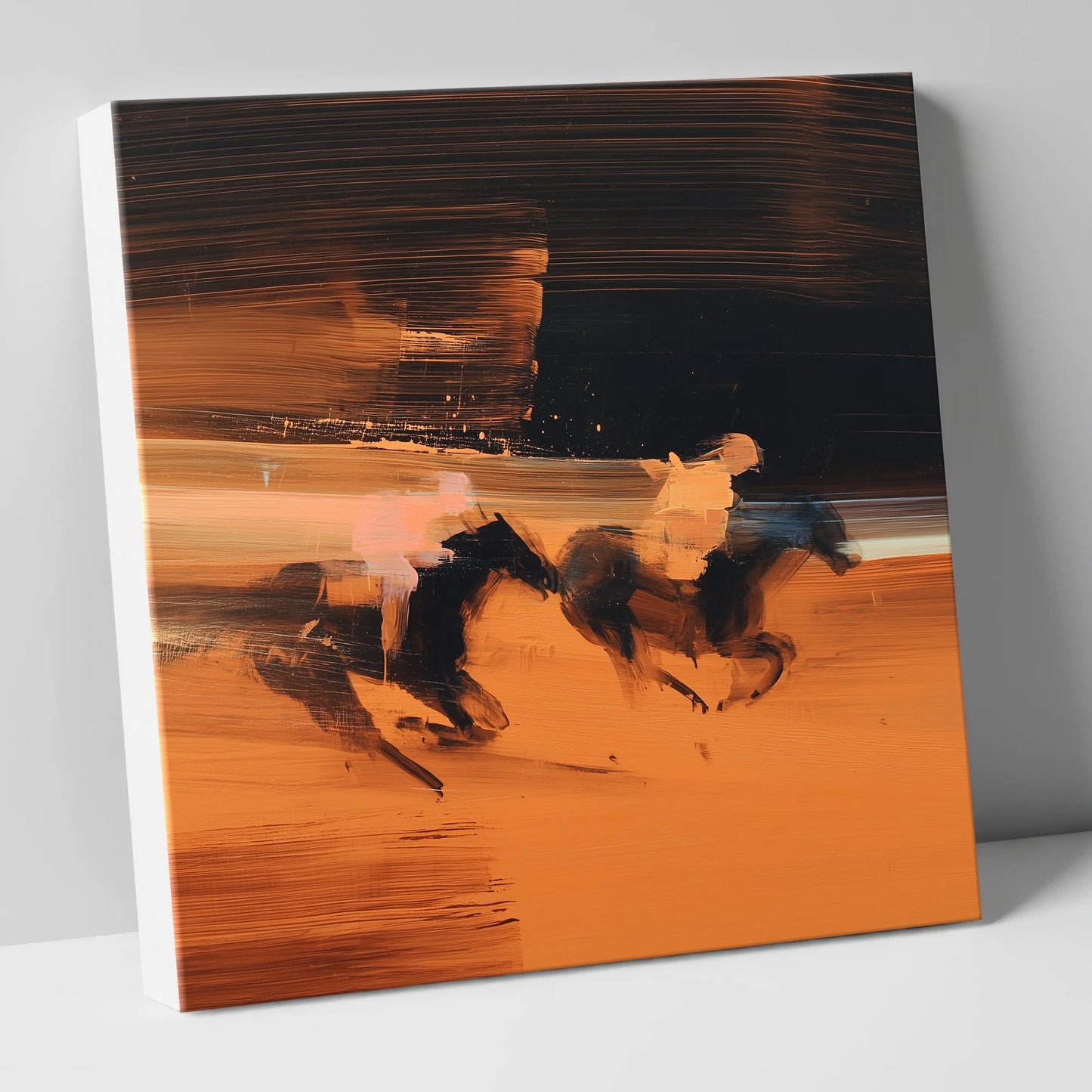 Amber Pursuit racing horse canvas wall art