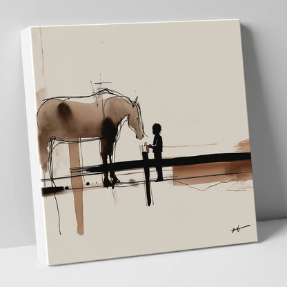 A Gentle Encounter horse & rider canvas wall art