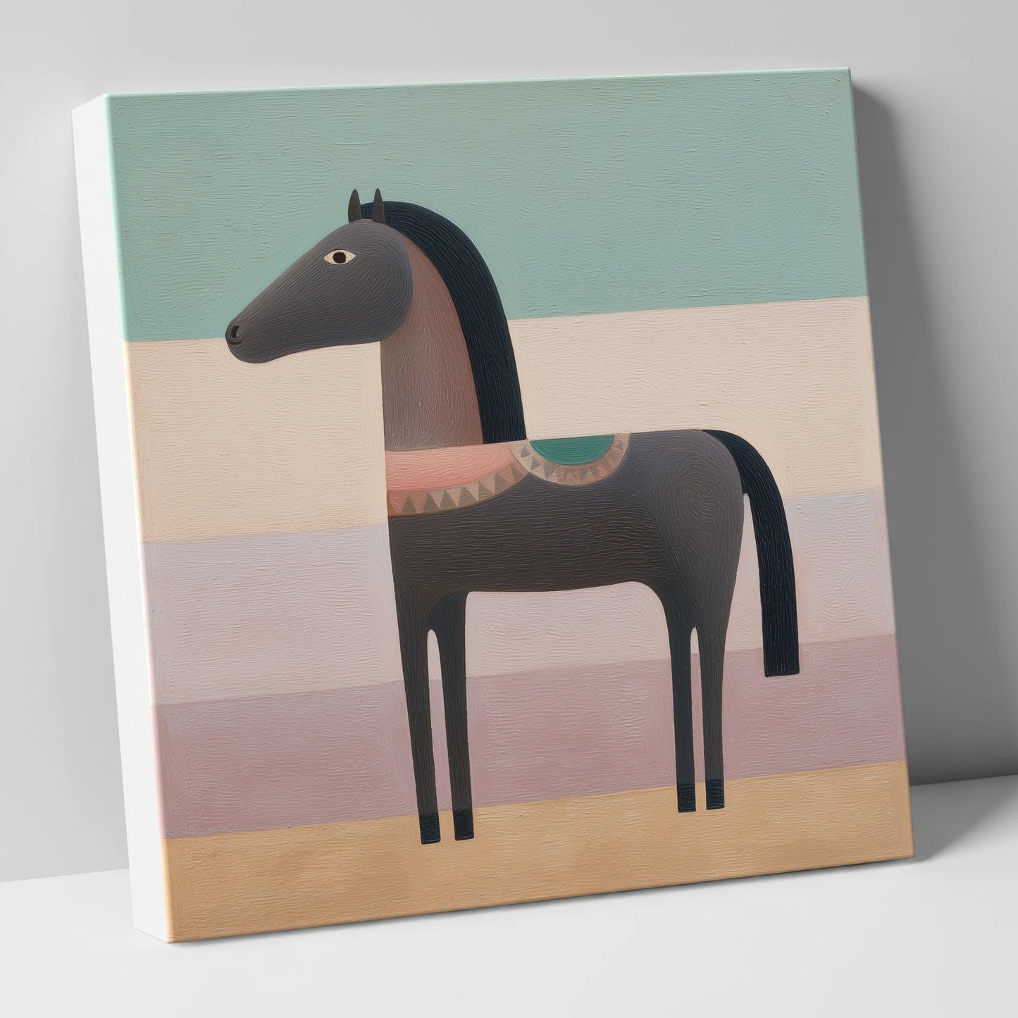 Stylised Charcoal Equine horse breed canvas wall art